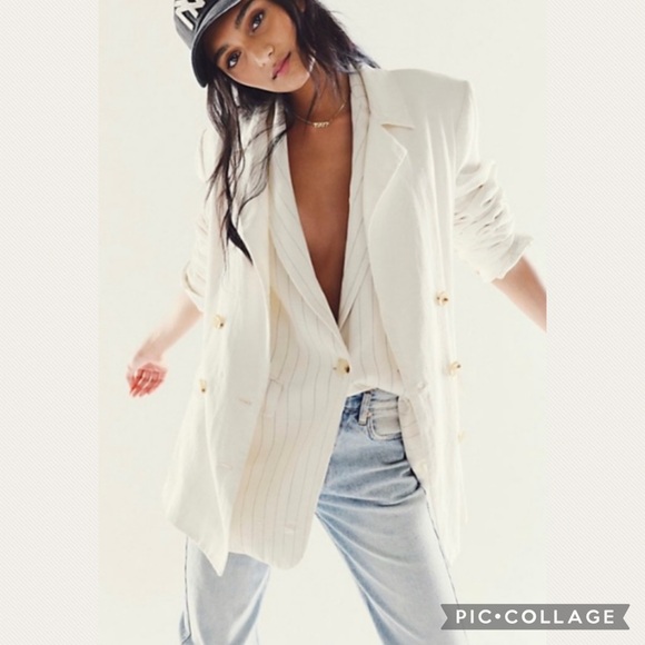 :Price Firm: Free People Olivia Blazer in White - Picture 4 of 11